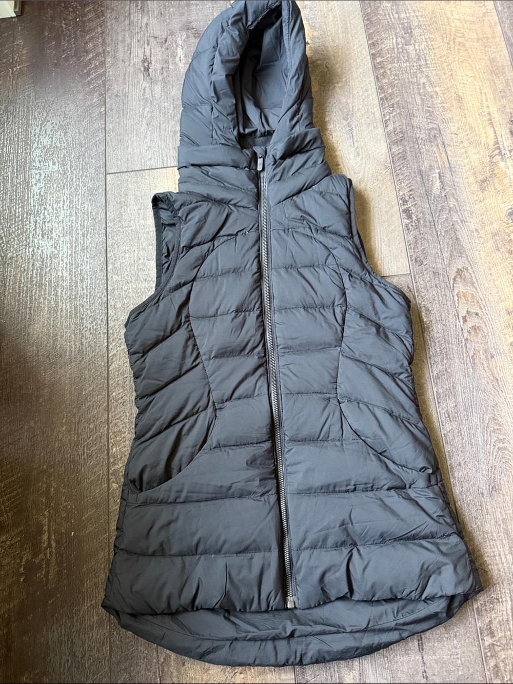 lululemon athletica Black Hooded Quilted Puffer Vest